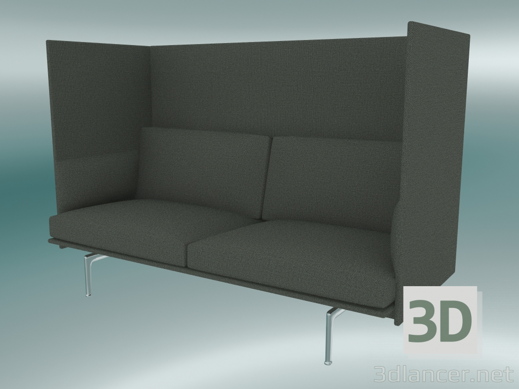 3D Modell Doppelsofa mit hoher Rückenlehne Outline (Fiord 961, Poliertes Aluminium) - Vorschau