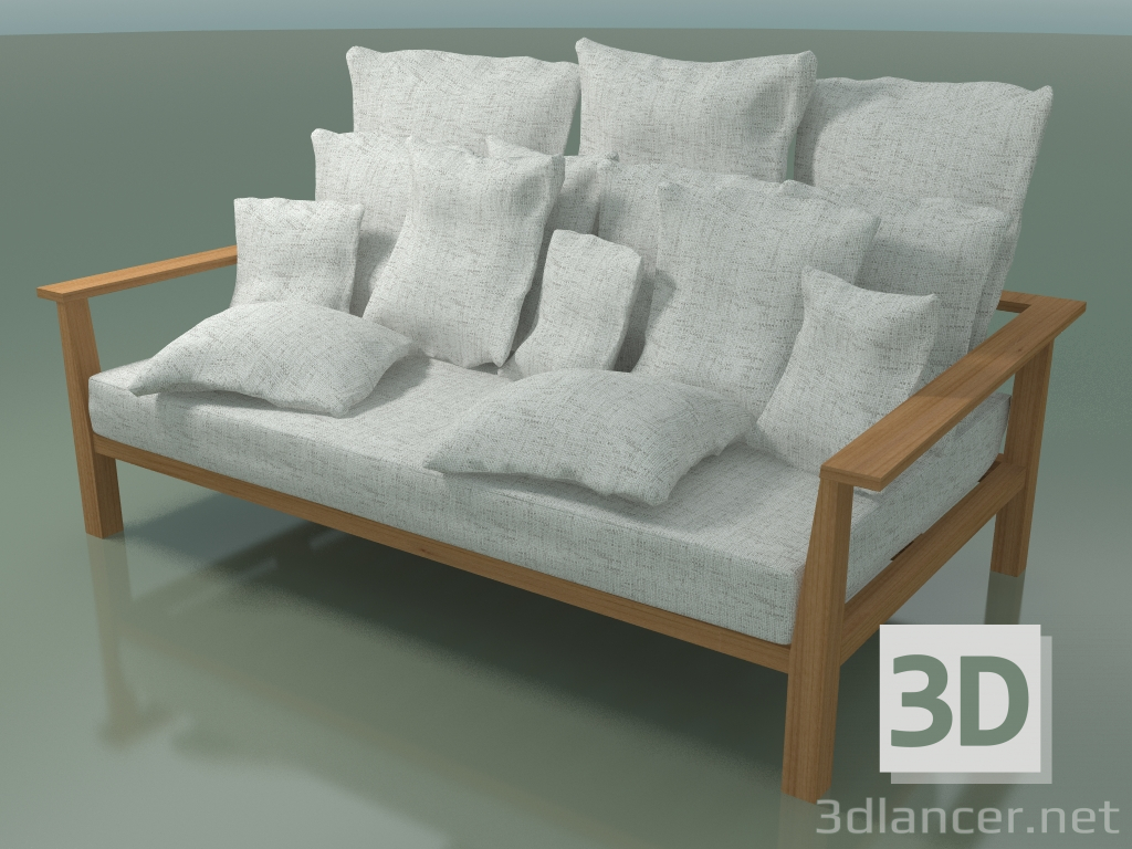 3D Modell Outdoor Teak Sofa in natürlichen OutOut (04) - Vorschau