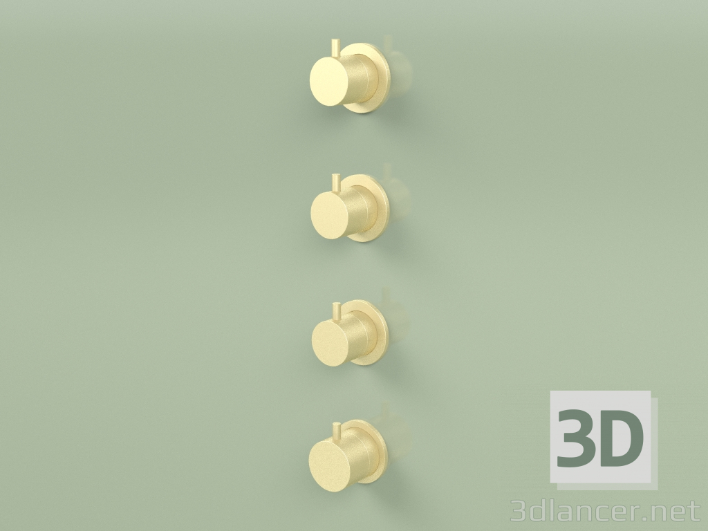 3d model Conjunto mezclador termostático con 3 llaves de paso (12 50, OC) - vista previa