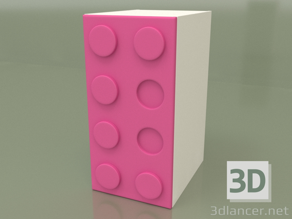 3d model Single door wardrobe (Pink) - preview