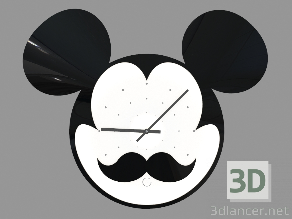 Modelo 3d Relógio de parede com Mickey Mouse iluminado com um bigode - preview