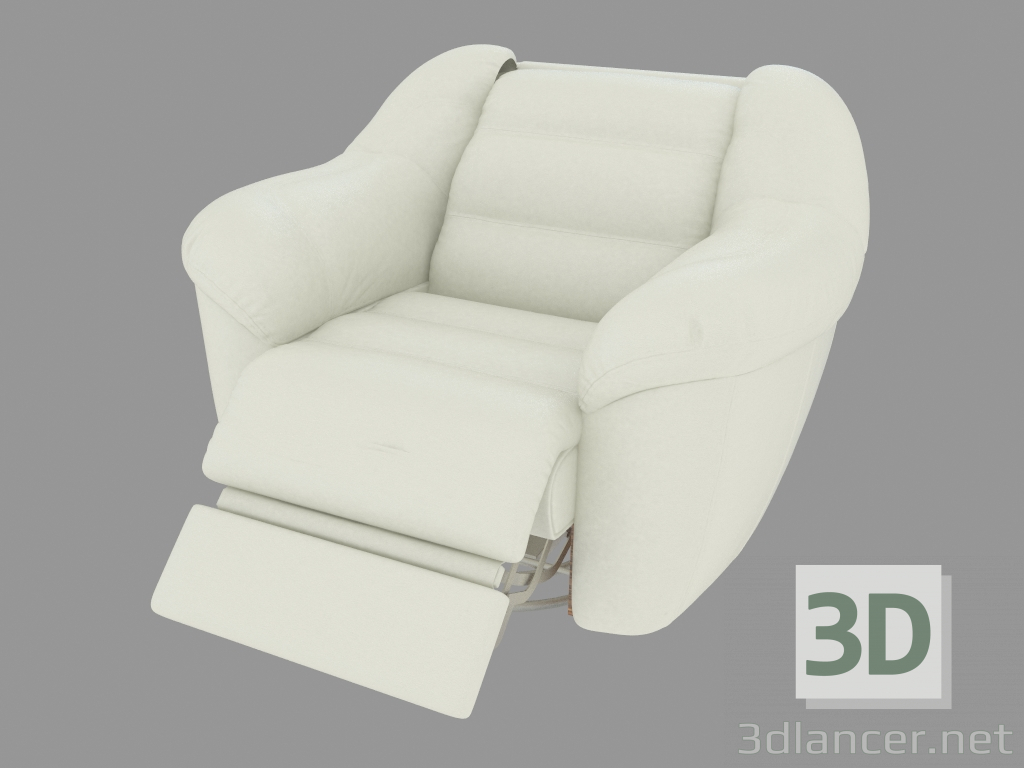 3d model Sillón tapizado en cuero blanco. - vista previa