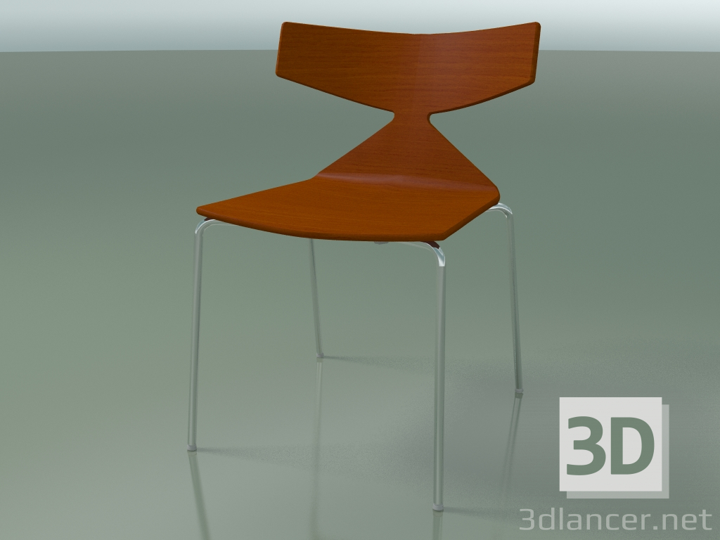 3d model Silla apilable 3701 (4 patas de metal, naranja, CRO) - vista previa