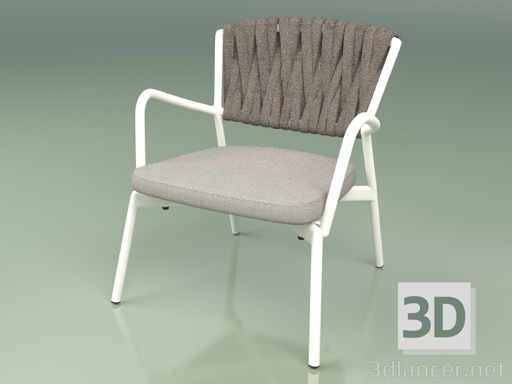 3d model Sillón con asiento blando 227 (Metal Milk, Cinturón acolchado Gris-Arena) - vista previa