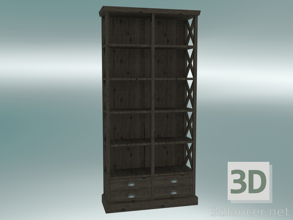 Modelo 3d Estante Cambridge com 4 gavetas pequenas (Dark Oak) - preview