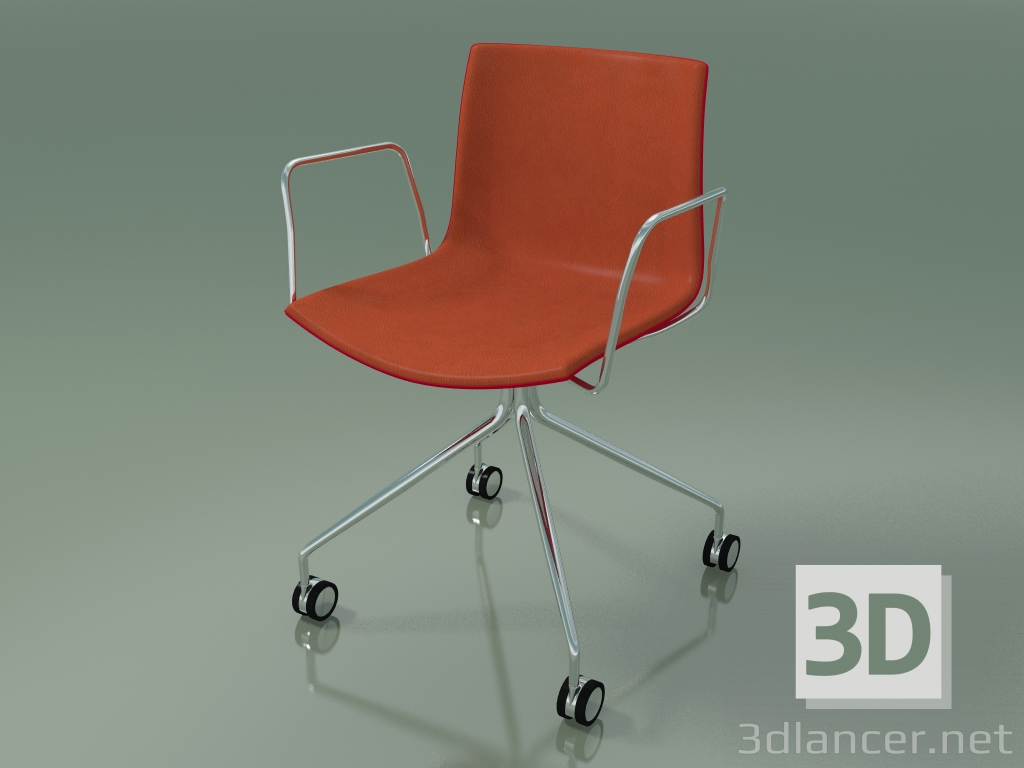 modello 3D Sedia 0462 (4 ruote, con braccioli, con rivestimento frontale, polipropilene PO00104) - anteprima