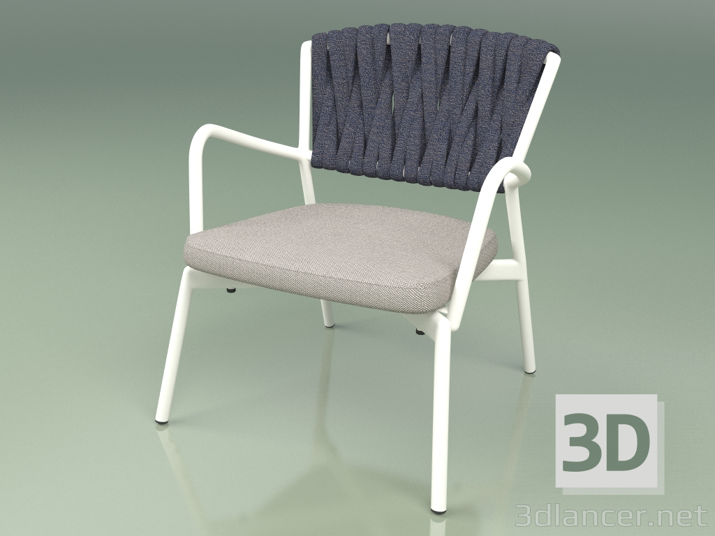 Modelo 3d Cadeira estofada 227 (metal Milk, cinto acolchoado cinza-azul) - preview