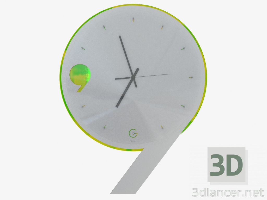 3D Modell Wanduhr mit Hintergrundbeleuchtung in Form von neun - Vorschau