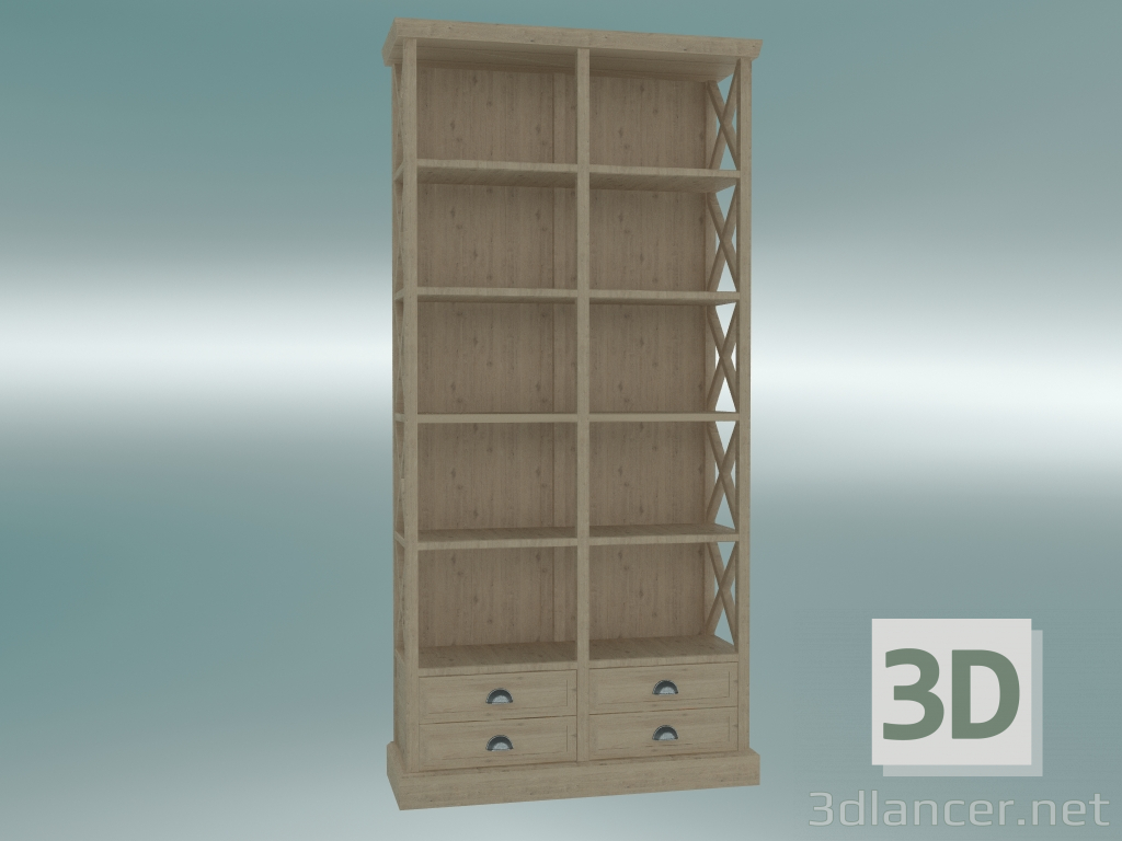 3d model Librería Cambridge con 4 cajones pequeña (roble gris) - vista previa