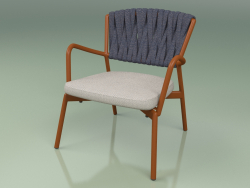 Chaise Rembourrée 227 (Métal Rouille, Ceinture Rembourrée Gris-Bleu)