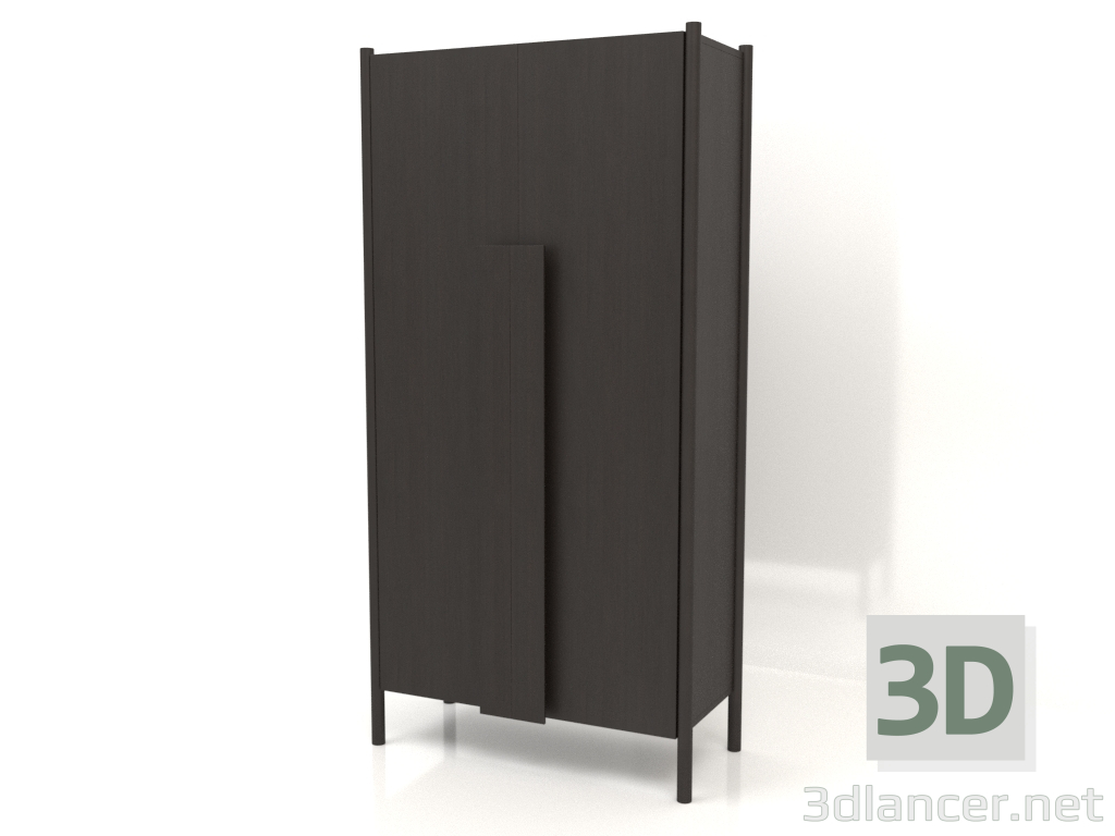 3d model Armario con tiradores largos (sin redondear) W 01 (1000x450x2000, marrón madera oscuro) - vista previa