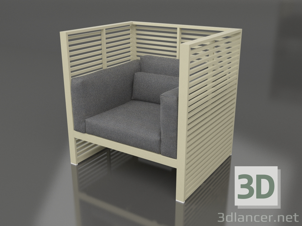 3d model Sillón Normando con respaldo alto (Oro) - vista previa