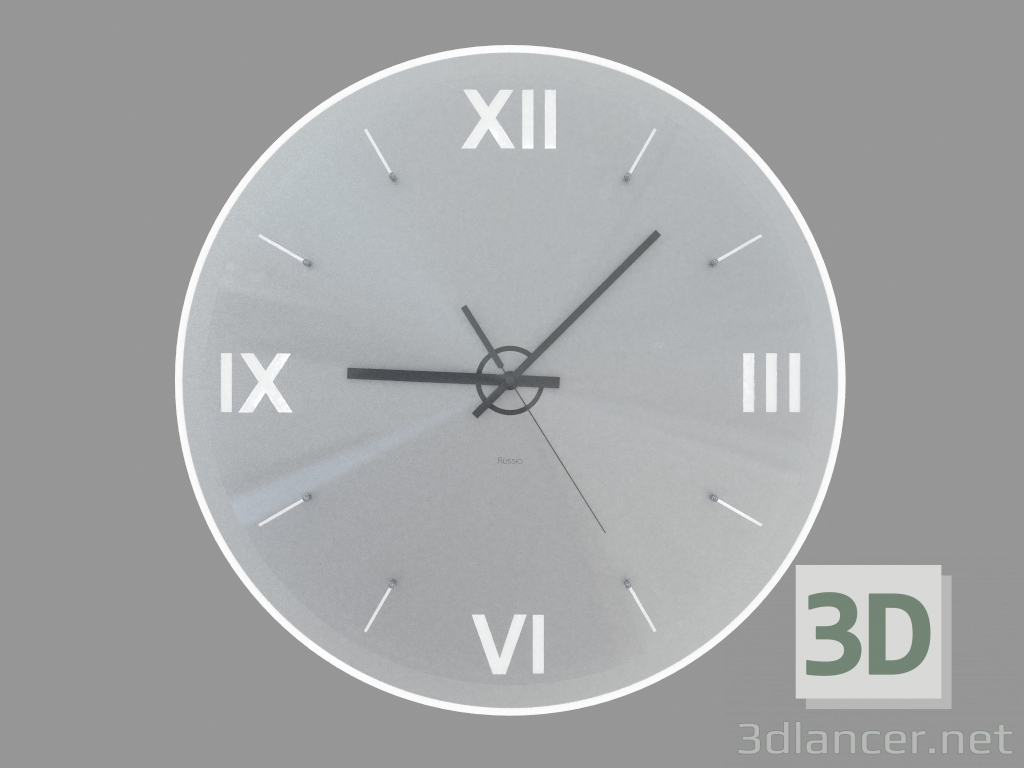 3D Modell Runde Wanduhr mit Hintergrundbeleuchtung und römischen Ziffern - Vorschau