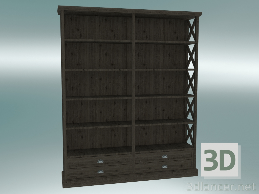 3D Modell Bücherregal Cambridge mit 4 Schubladen groß (Dark Oak) - Vorschau