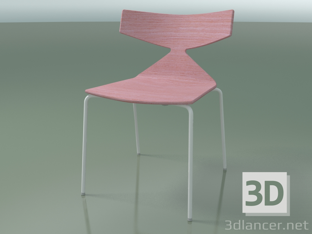 modèle 3D Chaise empilable 3701 (4 pieds en métal, rose, V12) - preview