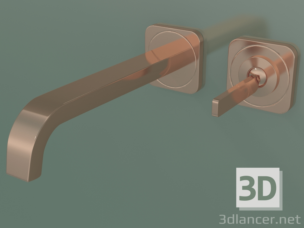 3d model Mezclador monomando de lavabo empotrado de pared (36106300, Oro Rojo Pulido) - vista previa