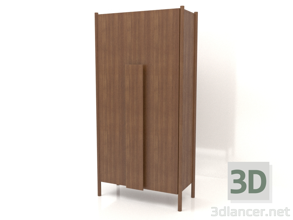 Modelo 3d Roupeiro com puxadores compridos (sem arredondamento) W 01 (1000x450x2000, madeira castanho claro) - preview