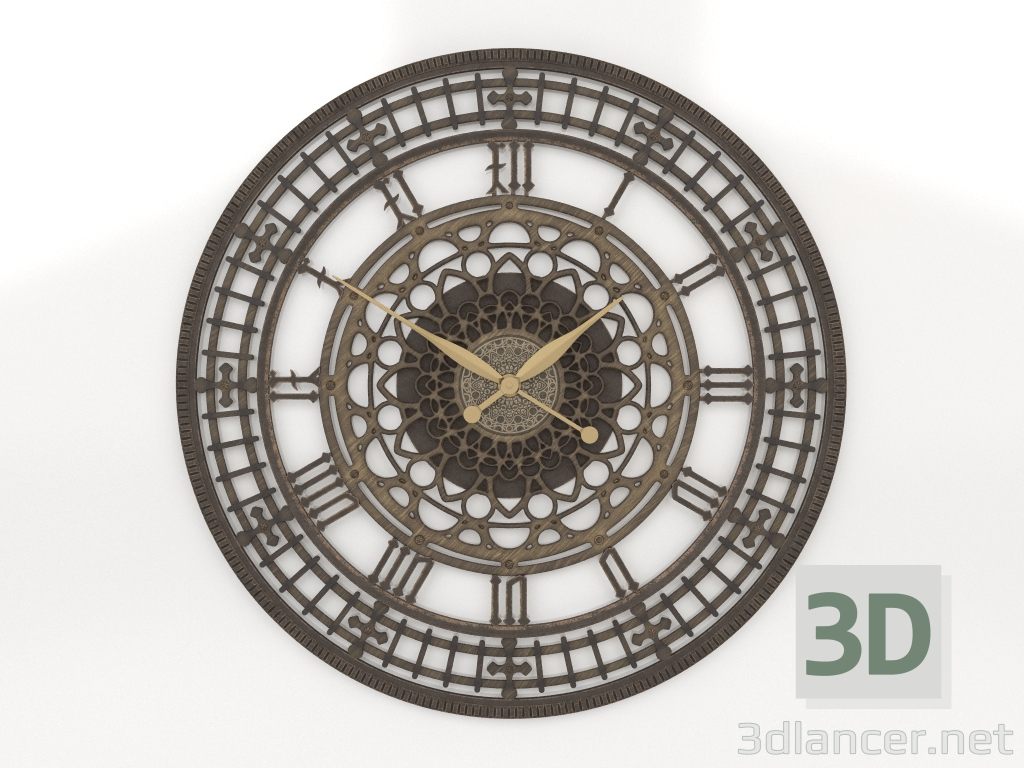 3d model Tower wall clock (1.2m, bronze) - preview