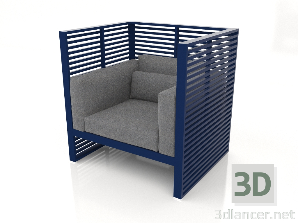 3d model Sillón Normando con respaldo alto (Azul noche) - vista previa