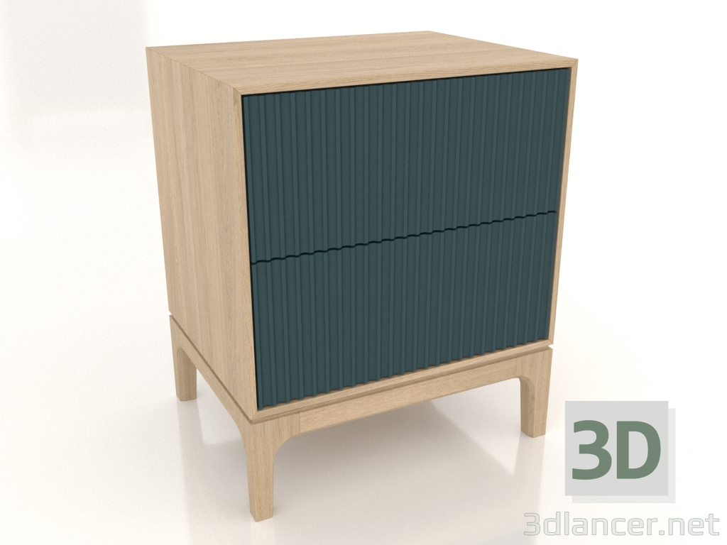 3d model Bedside table FARGO 2 drawers with milled facades (sea wave, lightened oak, option 1) - preview 3d model Bedside table FARGO 2 drawers with milled facades (sea wave, lightened oak, option 1) - preview
