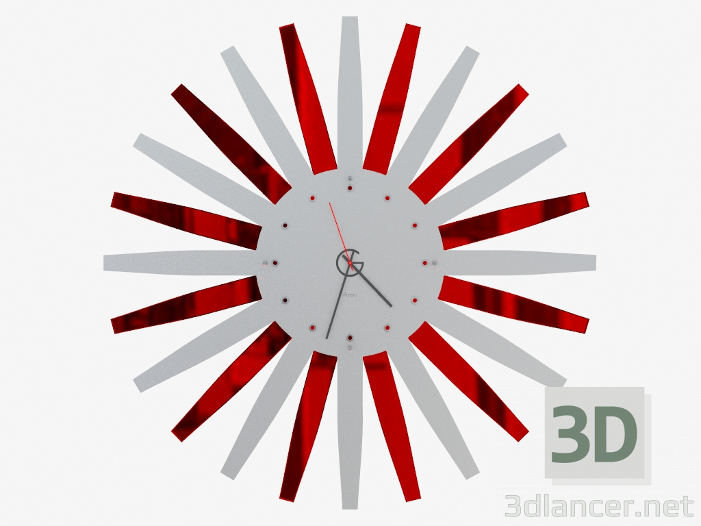 3d model Reloj de pared con iluminación en forma de sol - vista previa