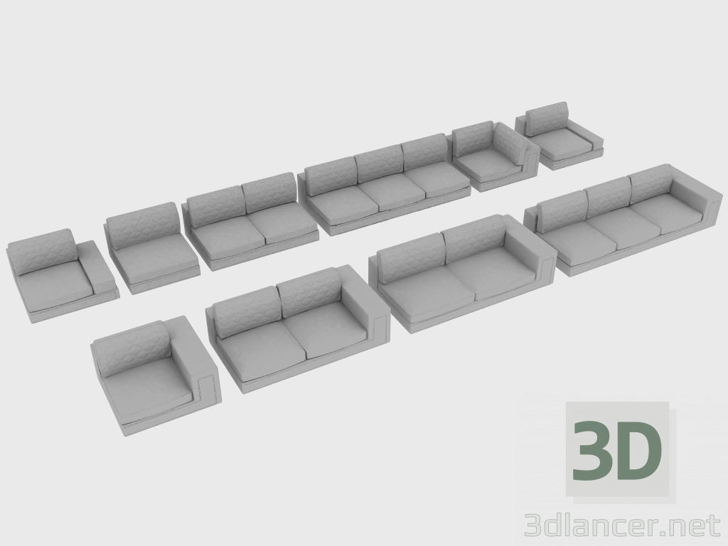 3d model Elementos de un sofá modular HELMUT - vista previa