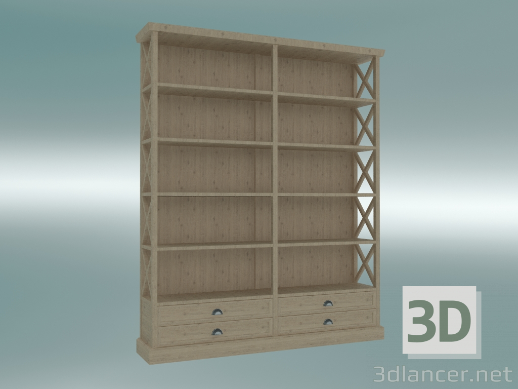 Modelo 3d Estante Cambridge com 4 gavetas grandes (carvalho cinza) - preview