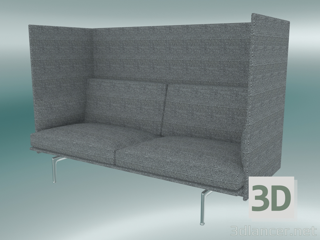 3D Modell Doppelsofa mit hoher Rückenlehne Outline (Vancouver 14, Poliertes Aluminium) - Vorschau