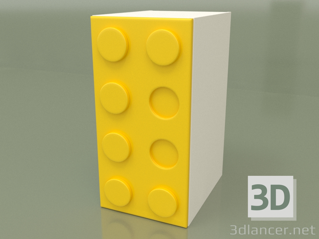 modello 3D Armadio ad un'anta (Giallo) - anteprima