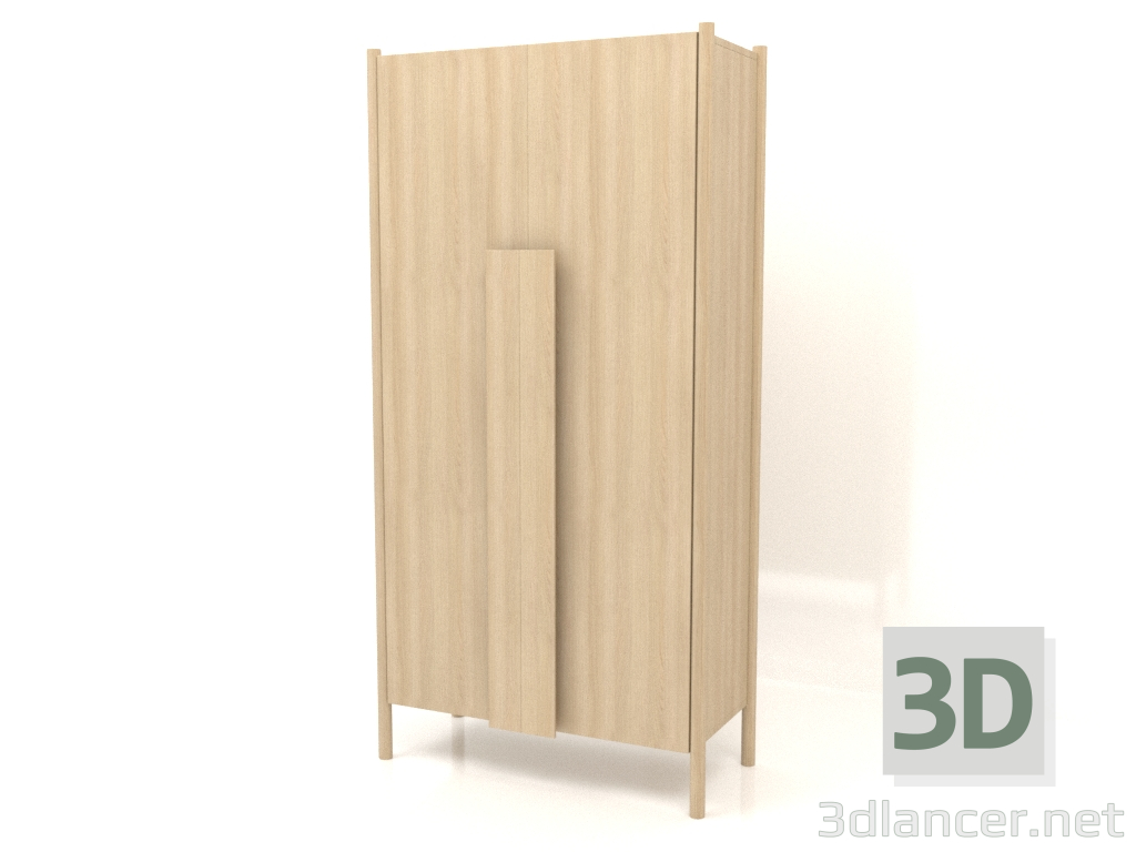 3d model Armario con tiradores largos (sin redondear) W 01 (1000x450x2000, blanco madera) - vista previa