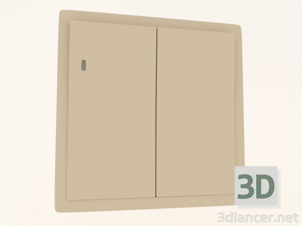 modello 3D Interruttore a 2 tasti con illuminazione (10 A, 250 V, cashmere opaco, DA28535) R98 - anteprima