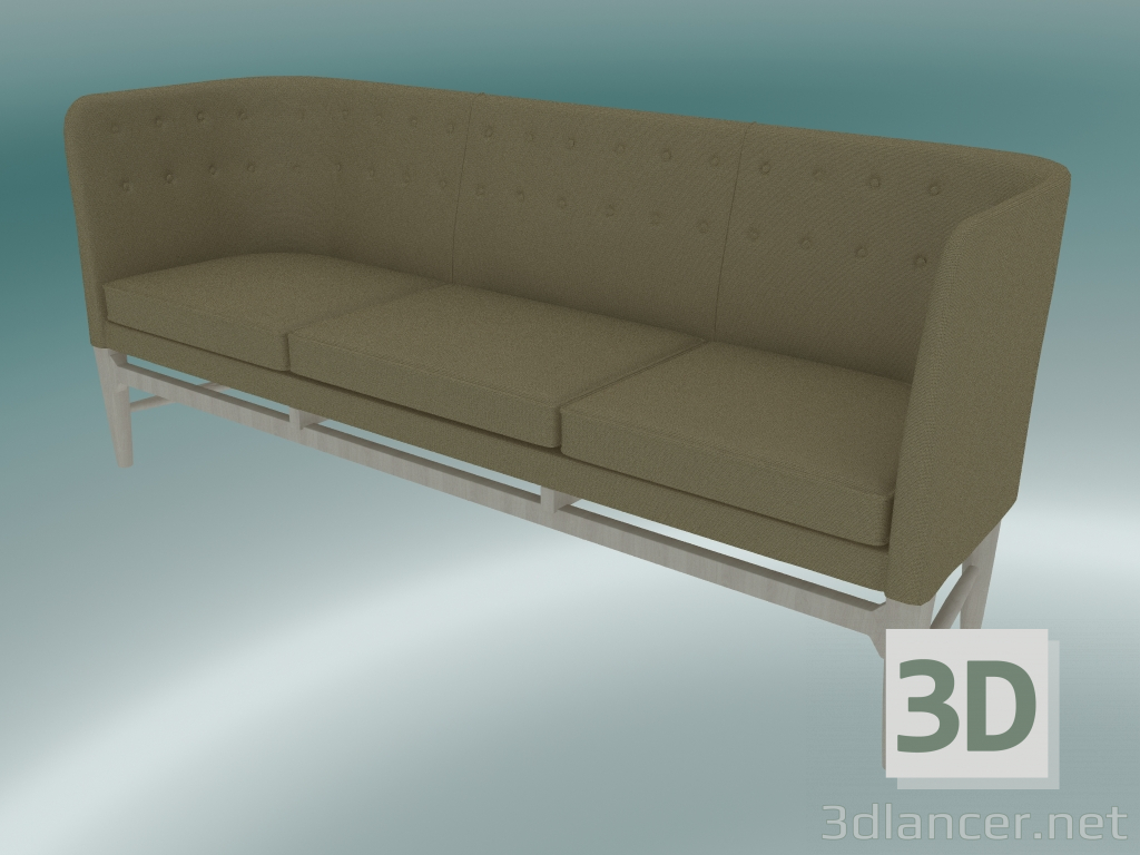 3D modeli Üçlü Kanepe Belediye Başkanı (AJ5, H 82cm, 62x200cm, Beyaz yağlı meşe, Hallingdal - 224) - önizleme