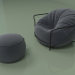 modèle 3D Fauteuil Uni avec pouf (bleu foncé) - preview