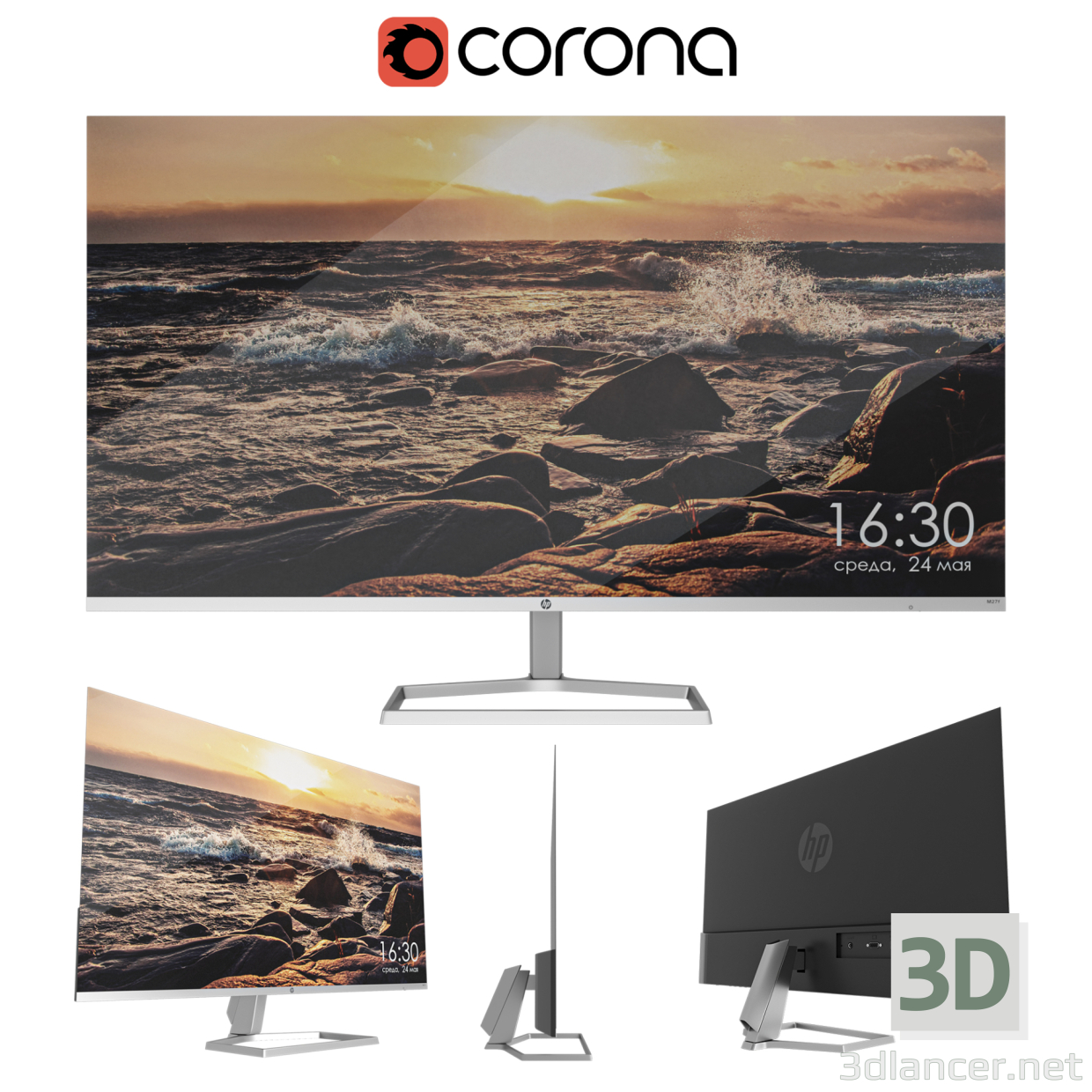 Monitor Hp M27f 3D modelo Compro - render