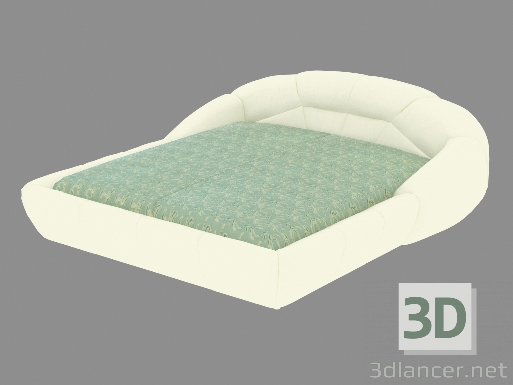 modèle 3D Lit double en style Art déco avec revêtement en cuir W135180 - preview