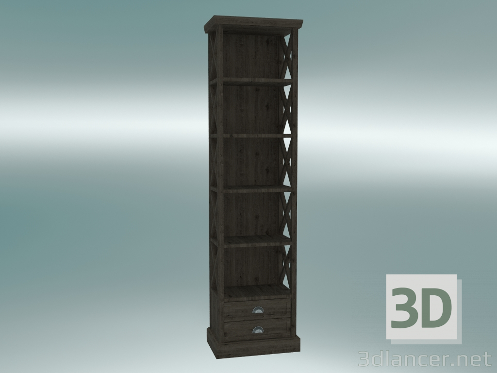 Modelo 3d Estante Cambridge com 2 gavetas pequenas (Dark Oak) - preview