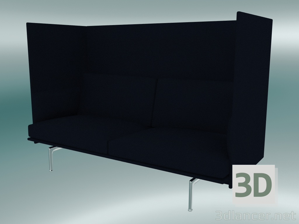 3d model Double sofa with high back Outline (Vidar 554, Polished Aluminum) - preview