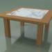 3d model Mesa de centro de teca natural, mármol Carrara blanco empotrado, exterior InOut (13) - vista previa