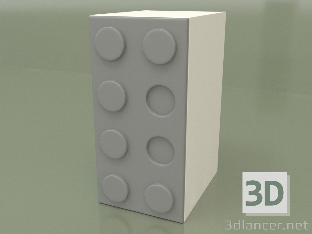 3d model Gabinete de un ala (gris) - vista previa