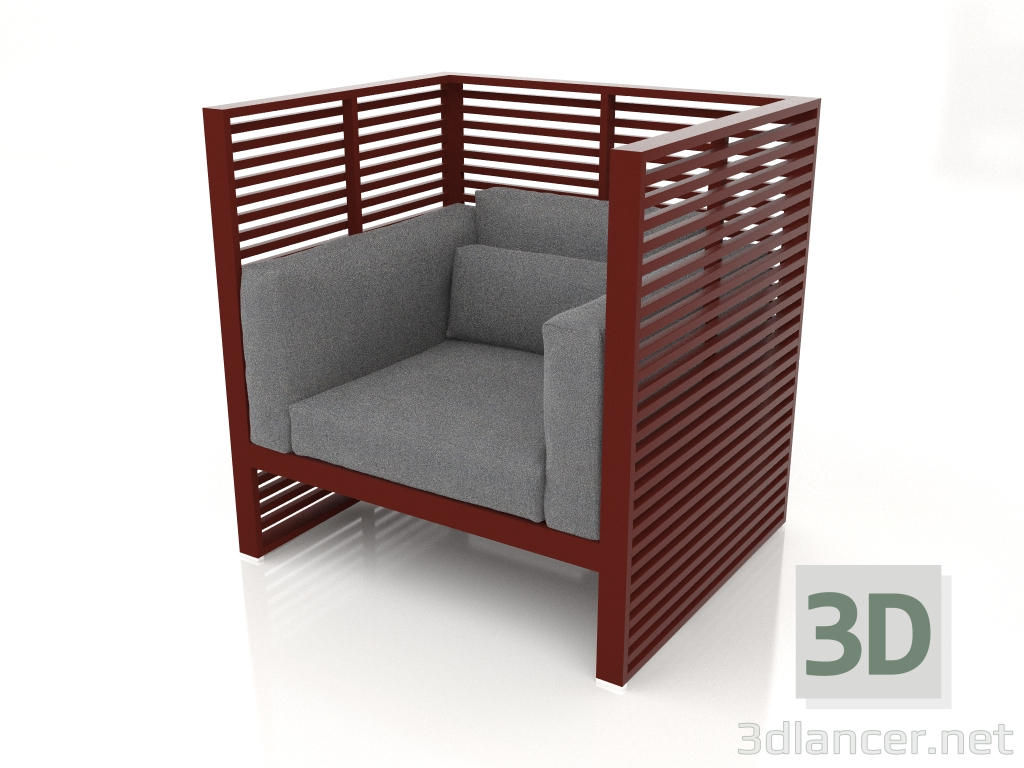 3d model Sillón Normando con respaldo alto (Rojo vino) - vista previa