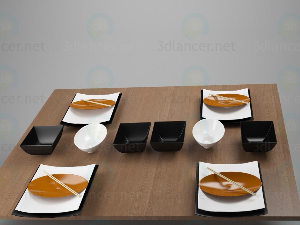 3d model Set of dishes - preview