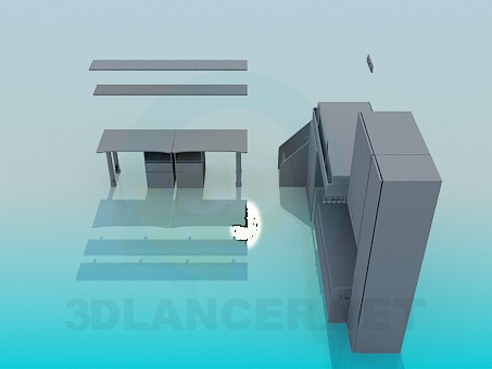 3D Modell Eine Reihe von Möbeln in der Baumschule - Vorschau