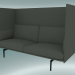 3D Modell Doppelsofa mit hoher Rückenlehne Outline (Fiord 961, Schwarz) - Vorschau