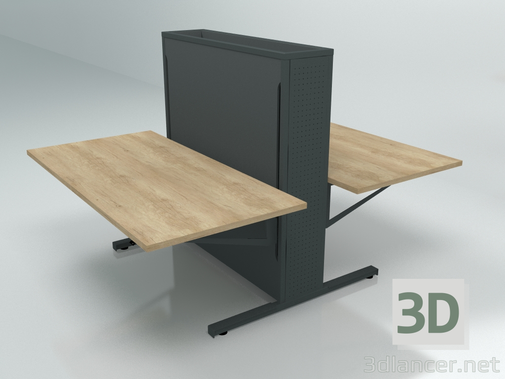 modèle 3D Table de travail Flow FLW16 (1600x1900) - preview