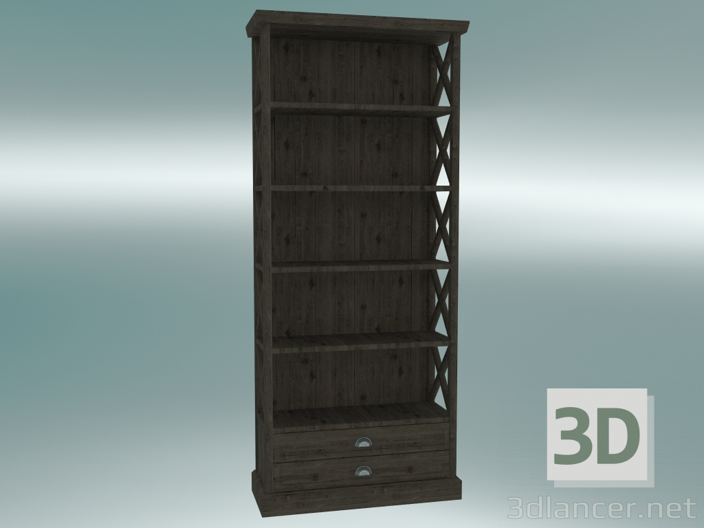 3d model Librería Cambridge con 2 cajones grande (roble oscuro) - vista previa