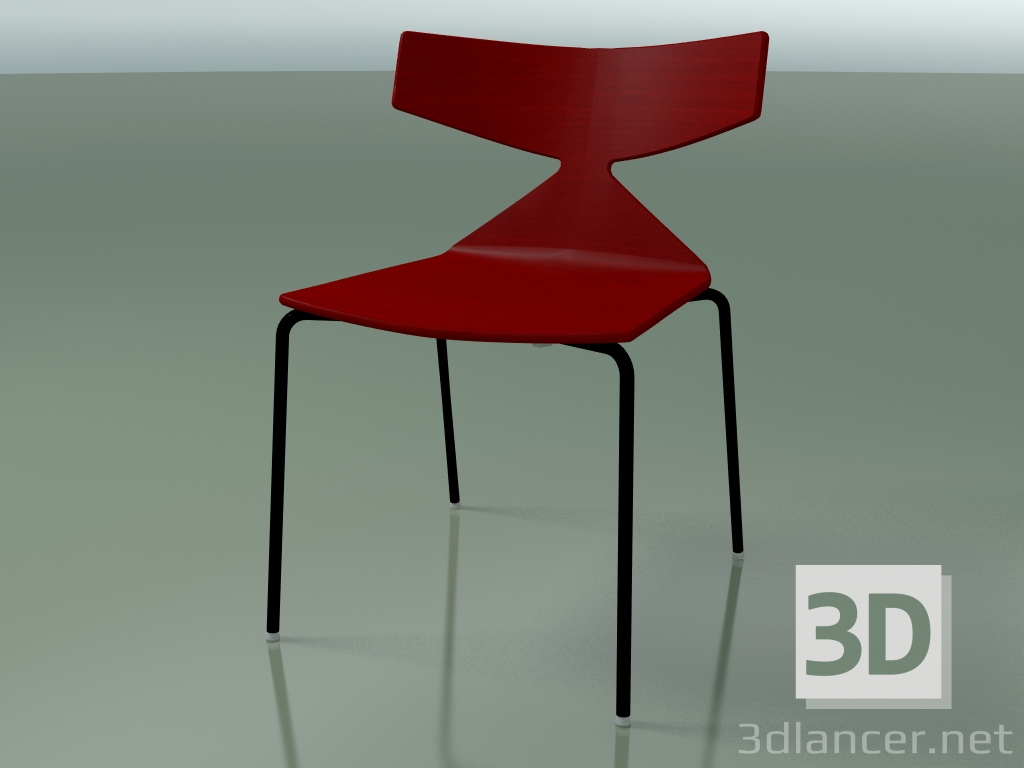 modèle 3D Chaise empilable 3701 (4 pieds en métal, rouge, V39) - preview