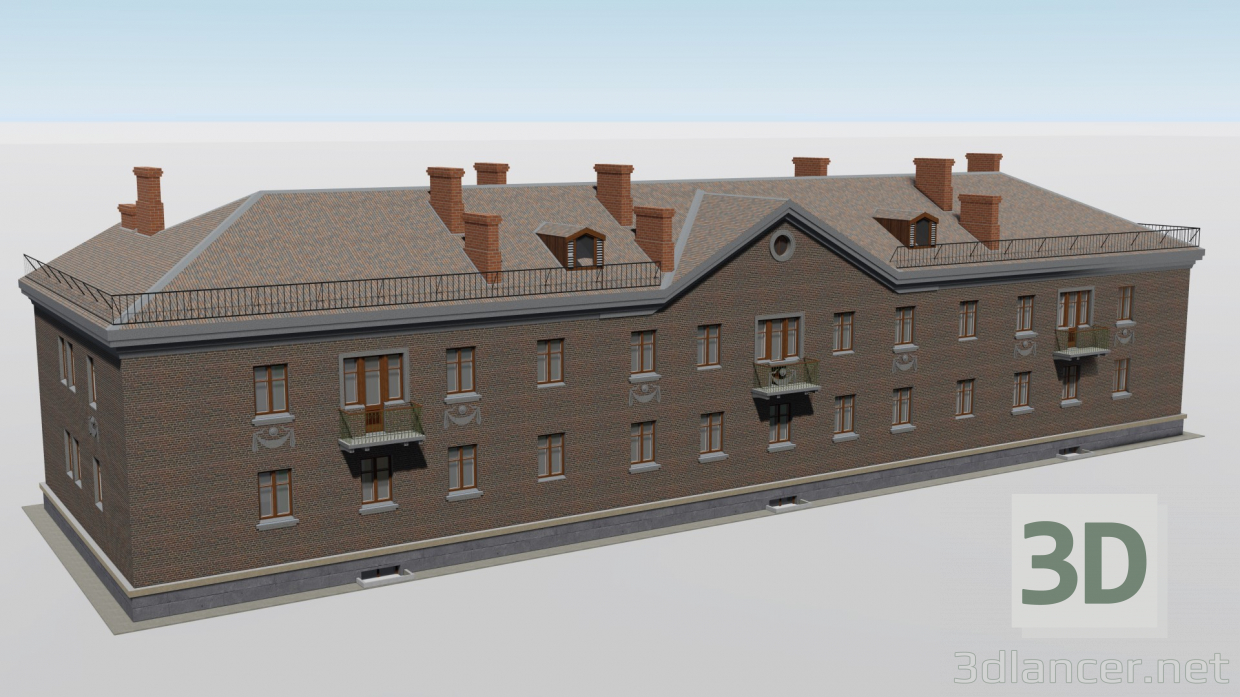 modello 3D di Edificio a due piani 1-552-1 comprare - rendering