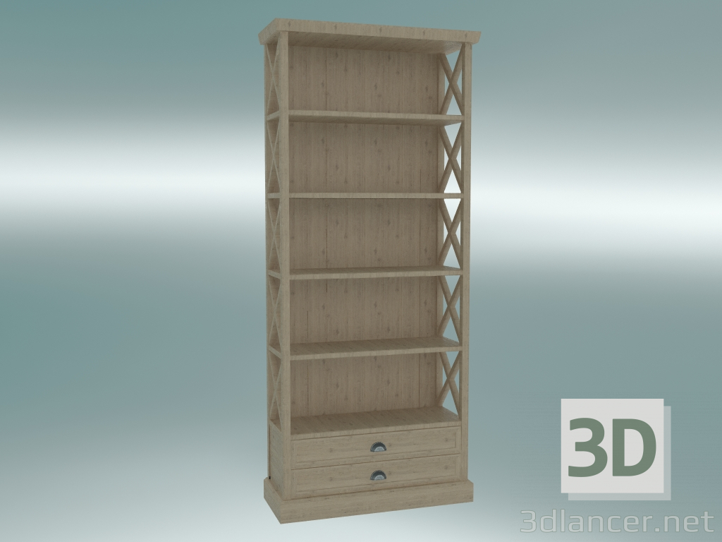 3d model Librería Cambridge con 2 cajones grande (roble gris) - vista previa