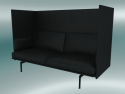 Divano doppio con schienale alto Outline (Refine Black Leather, Black)