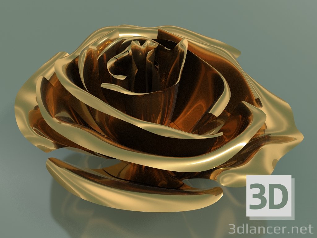 3d модель Элемент декора Rose (D 13cm, Gold) – превью